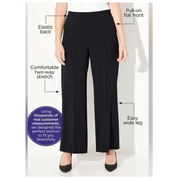 Catherine’s Refined Black Pull On Pants sz 2XWP NWT - Picture 1 of 9